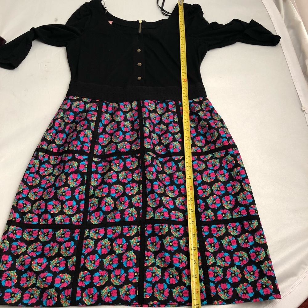 Phoebe Couture black multicolor mixed media rayon silk dress - Picture 7 of 8